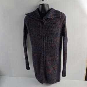 PrAna‎ Women Sweater long Cardigan Small multi Hooded Full Zip Knit Pocket
